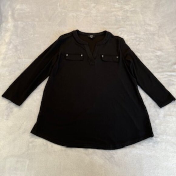 Jones New York Signature Women's Metal Accents Blouse With 3/4 Sleeve Large - Picture 3 of 15